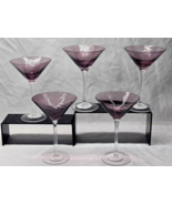 PIER 1 IMPORTS 7&quot; Martini Glass Amethyst Purple Ribbed Swirl - UNUSED Se... - $50.21 CAD