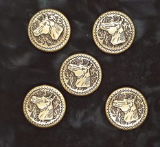 Horse Head Western Style Concho / Conchos 1&quot; Five Count Bronze - £7.98 GBP