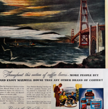 1947 Maxwell House Coffee Advertisement SF Golden Gate Bridge Vintage DWWW8 - $29.99