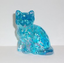 Mosser Glass Buffett Blue Carnival Persian Cat Kitten Figurine Made In USA - £16.70 GBP