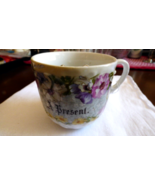 Vintage  Porcelain Pink &amp; Blue color Cosmos  floral Mustache Cup Mug A P... - £15.57 GBP