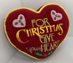 Vintage Mary ENGELBREIT Heart Pillow 10” Christmas Red With Embroidery - $18.69