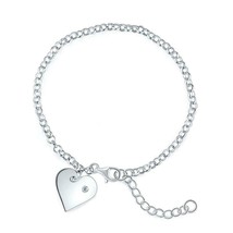 Solid 925 Sterling Silver Bracelet Dangle Heart Bridesmaid Wedding Gift Classic - £35.71 GBP