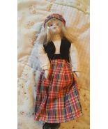 Vintage Porcelain Doll 7 1/2&quot; Plaid Skirt &amp; Hat, Knickers, Shirt, Vest B... - $5.46 CAD