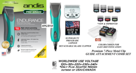 Andis Endurance 2-SPEED Clipper&amp;Metal Clip Guide Comb Set*Us,Uk,Eu,Sas Voltage - £252.68 GBP