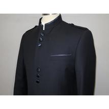 Mens APOLLO KING Banded Collarless suit Chinese Mandarin Wide leg AG92 navy blue image 3