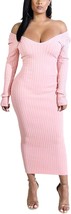 Long Sleeves Knit Bodycon Midi Dress - £50.52 GBP