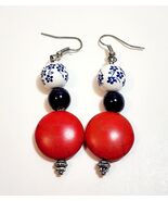 Vintage Earrings Costume Handmade 3 Tier Beaded B66 Maine - €17,04 EUR