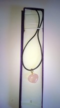 A beautiful Rose Quartz Gemstone Heart Shaped Pendant On A Cord Necklace - £6.85 GBP