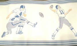 Wallpaper Border Sports Cream  Blues Trim Football Players Wall  EH99747... - £10.96 GBP