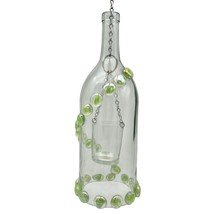 Hanging Decorative Wine Bottle Light with Votive Clear Glass Green Marble - £15.08 GBP