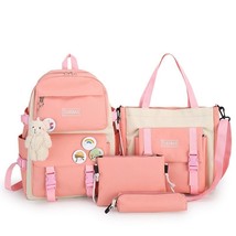 4 Pcs Set Women Backpack Harajuku Laptop Canvas School Bags For Teenage Girls Ka - £40.60 GBP