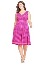 Lands End Women&#39;s Plus Sleeveless Fit and Flare Dress Azalea Pink Bandan... - $49.99