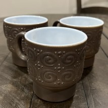 Vintage Hazel Atlas Hazelware Smoke Milk Glass Scroll &amp; Dots Embossed Mu... - $59.39