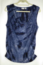 Vintage Women&#39;s Size XL Navy Cowl Neck Tie Dye Top, Cato, Silky/Stretchy, EUC - £31.92 GBP