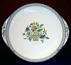 Minton Haddon Hall Trellis Handled Plate 10.75&quot; Blue Rim Made in England - £16.20 GBP