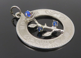 925 Sterling Silver - Petite Blue Topaz Flower Mother Love Drop Pendant - PT8557 - £21.25 GBP