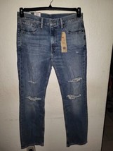  Levi&#39;s Jeans 541 Distressed Straight Fit  Size 33x32 Dark Blue/Sand Was... - $32.01
