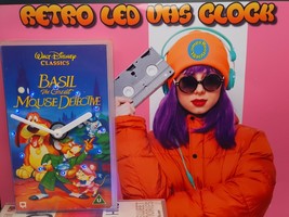 The Great Mouse Detective Retro LED backlit VHS Case Desk or wall Clock. - $25.44
