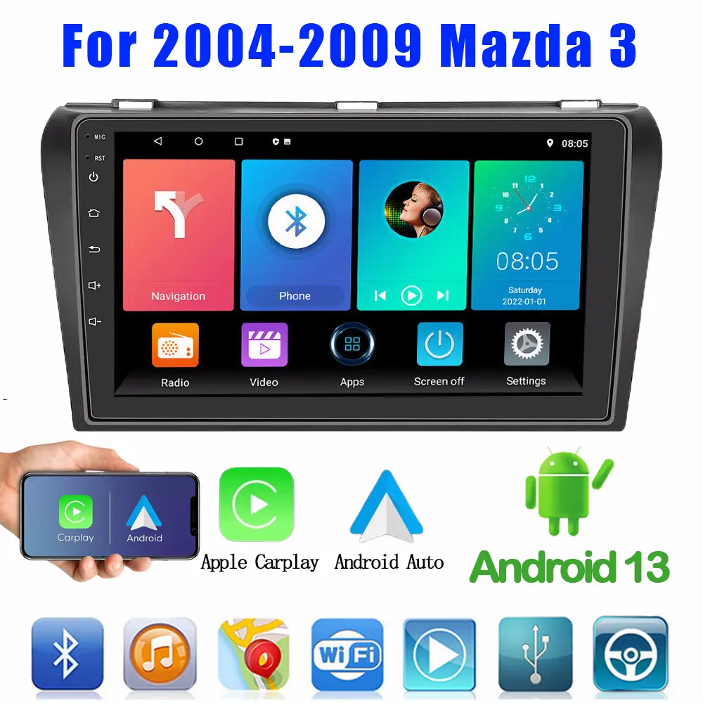 Carplay Android Auto For 2004-2009 Mazda 3 Android 13 Car Stereo Radio G... - $1,765.73 MXN