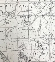 Celestial Constellation Map 1892 Victorian Astronomy Print Orion Sirius DWU11B - £27.52 GBP