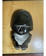 vintage carved large stone aztec figurine shimmering gold obsidian - $120.00
