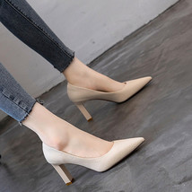 8CM thick-heeled shoes women&#39;s spring and summer new all-match soft leather high - £24.84 GBP