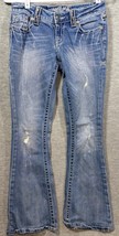 Miss Me Womens M Series Flare Jeans 25x33 Distressed Denim Blue - $405.69 MXN
