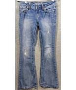 Miss Me Womens M Series Flare Jeans 25x33 Distressed Denim Blue - $21.67