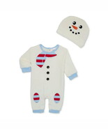 Holiday Time Baby Snowman Long Sleeve Romper &amp; Hat 2-Piece Set Ivory Siz... - $24.18 CAD
