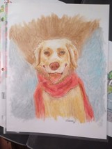 Oil Pastel Drawing Dog 8.5 x 11 Acid Free Paper Card Stock - £26.16 GBP