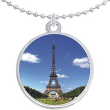 Eiffel Tower Round Pendant Necklace Beautiful Fashion Jewelry - £8.47 GBP