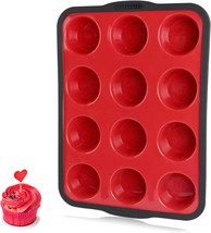 Non-Stick Silicone Muffin Pan 12 Cup Baking Mold Tin Structured Stainles... - $19.79