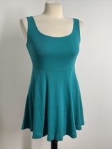 Vtg 90s Express Tricot S Green Peplum Flare Knit Sleeveless Tank Top - £19.45 GBP