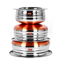 3 Pcs Stainless Steel Kitchenware Handi Pot Set, 1.3L, 1.9L, 2.7L White - £69.53 GBP