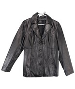 Wilson&#39;s Women&#39;s M Button Front Black Leather Jacket, Blazer Style, Stre... - $63.01 CAD