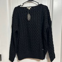 Women&#39;s Cozy Casual black cable knit pullover Sweater round neckline siz... - $33.43