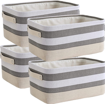 SOUJOY 4 Pack Storage Baskets for Shelves, Fabric Closet Storage Bin with Handle - £26.26 GBP