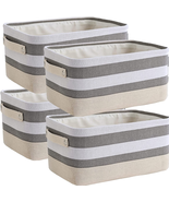 SOUJOY 4 Pack Storage Baskets for Shelves, Fabric Closet Storage Bin wit... - £25.96 GBP