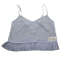 French Connection Shirt Womens M Lavander Thin Strap VNeck Pleated Crop Cami Top - £14.32 GBP