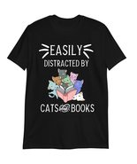 Funny Cat &amp; Book Lover T-Shirt, Gift for Cat &amp; Book Lover Shirt, Easily ... - £17.95 GBP
