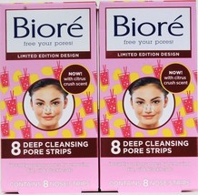 2 Boxes Biore Limited Edition Citrus Crush Scent 8 Ct Deep Pore Cleansin... - $22.99