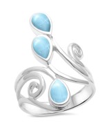 Sterling Silver Natural Larimar Wrap Around Spiral Ring - €48,04 EUR
