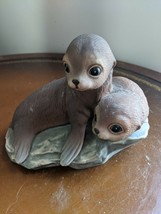 Porcelain Harbor Seal Pups Figurine - HomeCo 1981 - Masterpiece Porcelain - £13.89 GBP