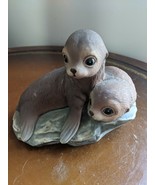 Porcelain Harbor Seal Pups Figurine - HomeCo 1981 - Masterpiece Porcelain - £13.96 GBP
