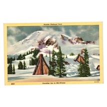 Rainier National Park Vintage Postcard Paradise Inn Winter Mountain 4850 Tacoma - £7.45 GBP