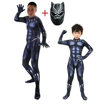 Kids Adult Black Panther Costume Mask T&#39;Challa Superhero Cosplay Zentai Jum - £13.43 GBP