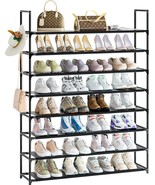 8 Tier Shoe Organizer 33.3&quot; Wide x 11.2&quot; Deep x 55.7&quot; Tall Black Metal &amp;... - £31.44 GBP