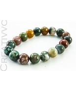 10mm Indian Agate Bracelet Mens Bracelet, Bracelet for Women, Gemstone B... - $23.00