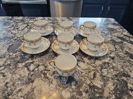 Antique Haviland Limoges 580 china demitasse cup (7) saucer (6) set rose... - £63.22 GBP